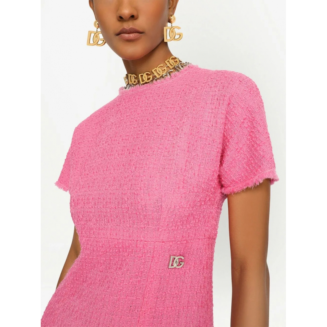 'Short-Sleeve Tweed' Mini Kleid für Damen