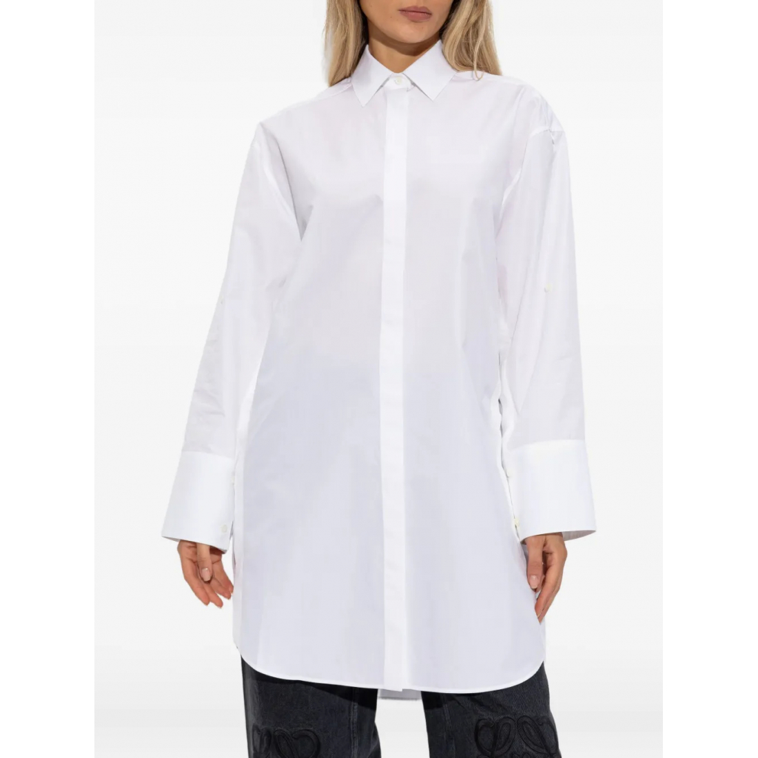 Robe chemise 'Logo-Embroidered Cotton Midi' pour Femmes