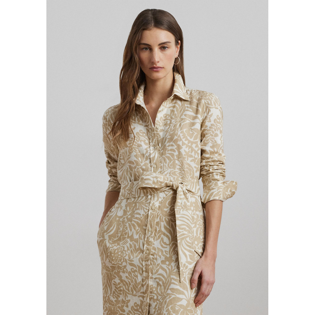 Women's 'Floral Linen' Shirtdress