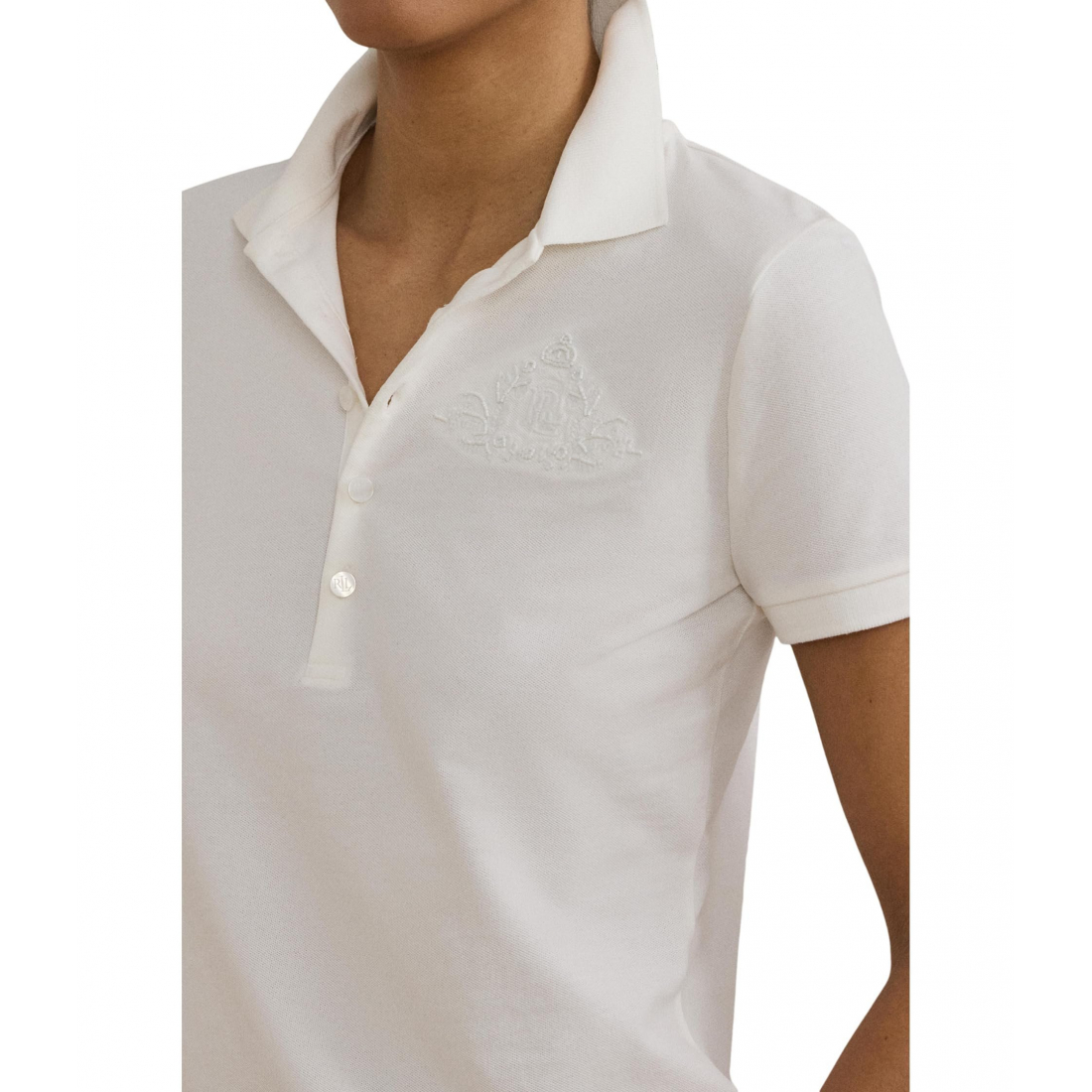 Polo 'Floral-Logo Cotton Piqué Polo Shirt' pour Femmes