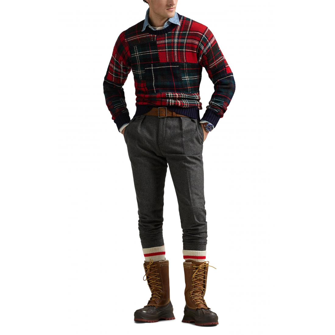 Pull 'Patchwork Plaid' pour Hommes