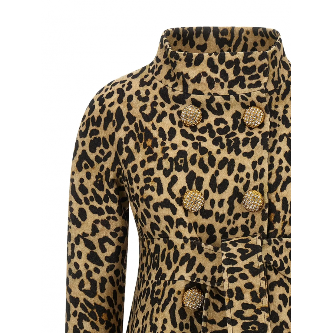 Manteau à ceinture 'Animal-Print Jewel-Button' pour Femmes