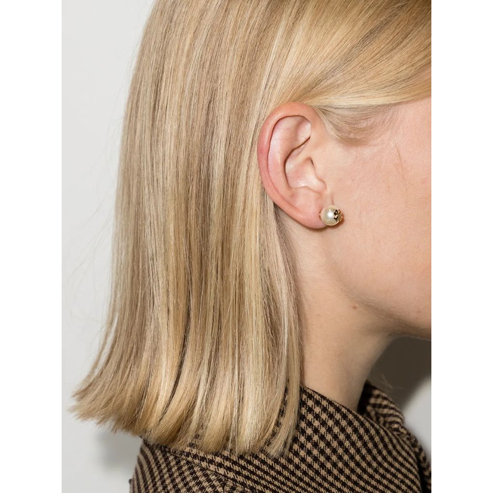 'Logo-Plaque Pearl Stud' Ohrringe für Damen