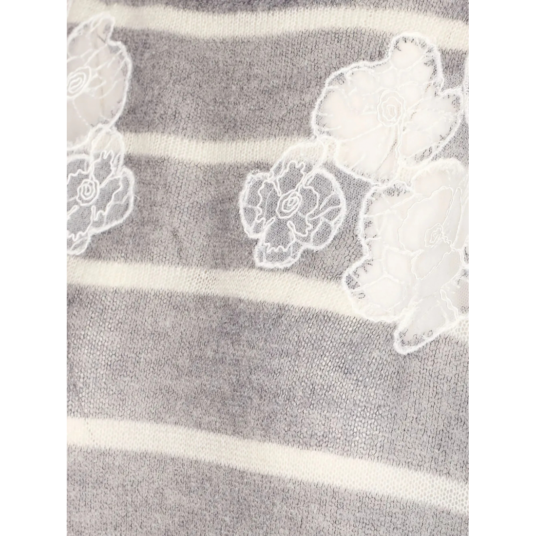 Pull 'Striped-Pattern Lace-Embellished' pour Femmes