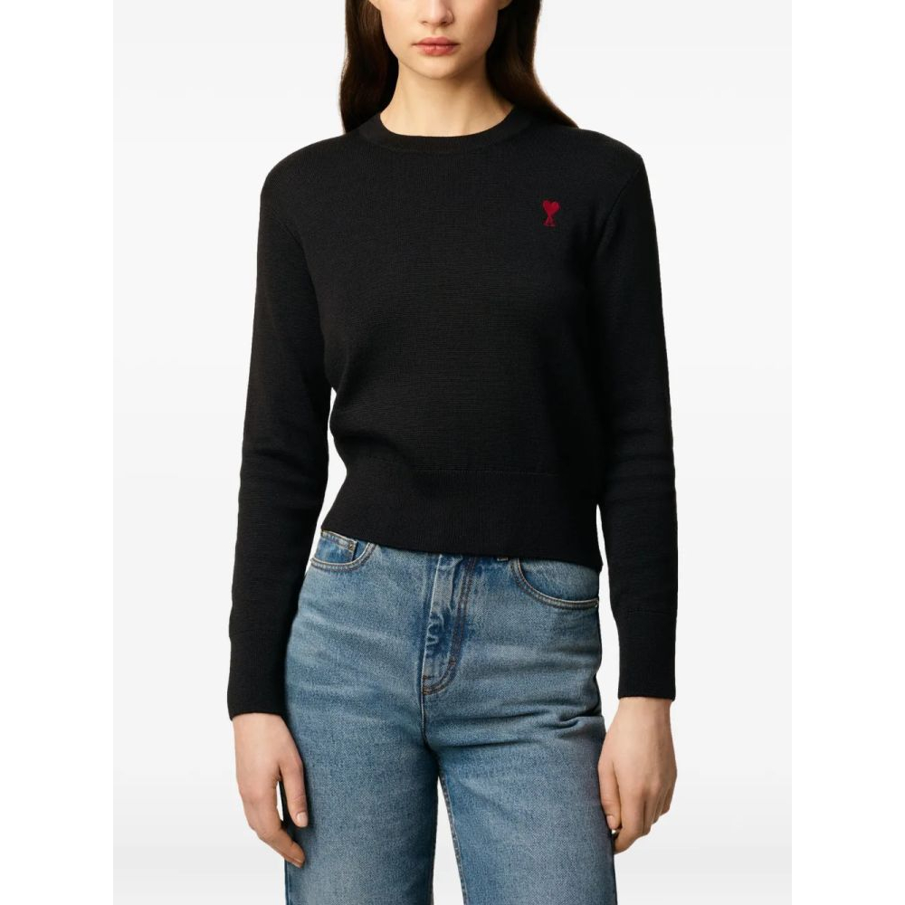Pull 'Crewneck Heart-Embroidered' pour Femmes