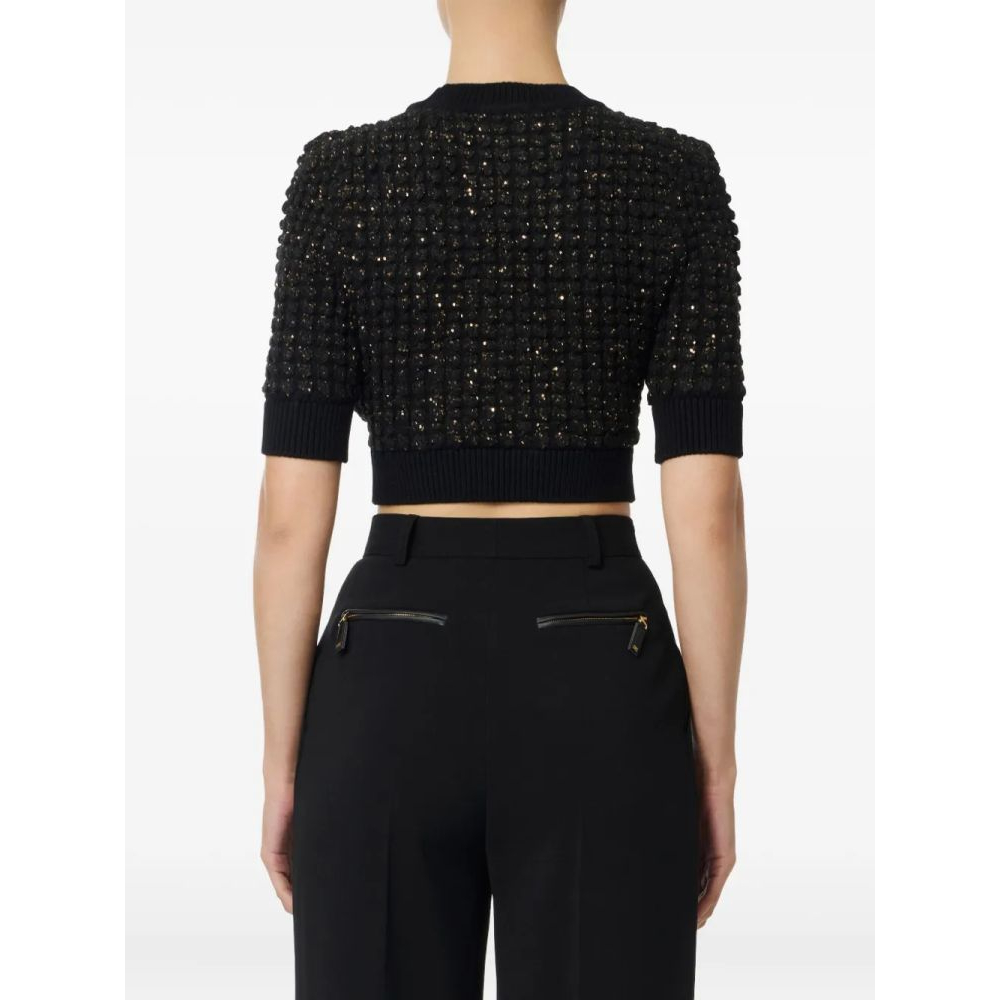 Women's 'Sequin-Embellished' Crop Sweater