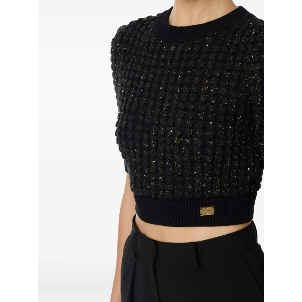 Women's 'Sequin-Embellished' Crop Sweater