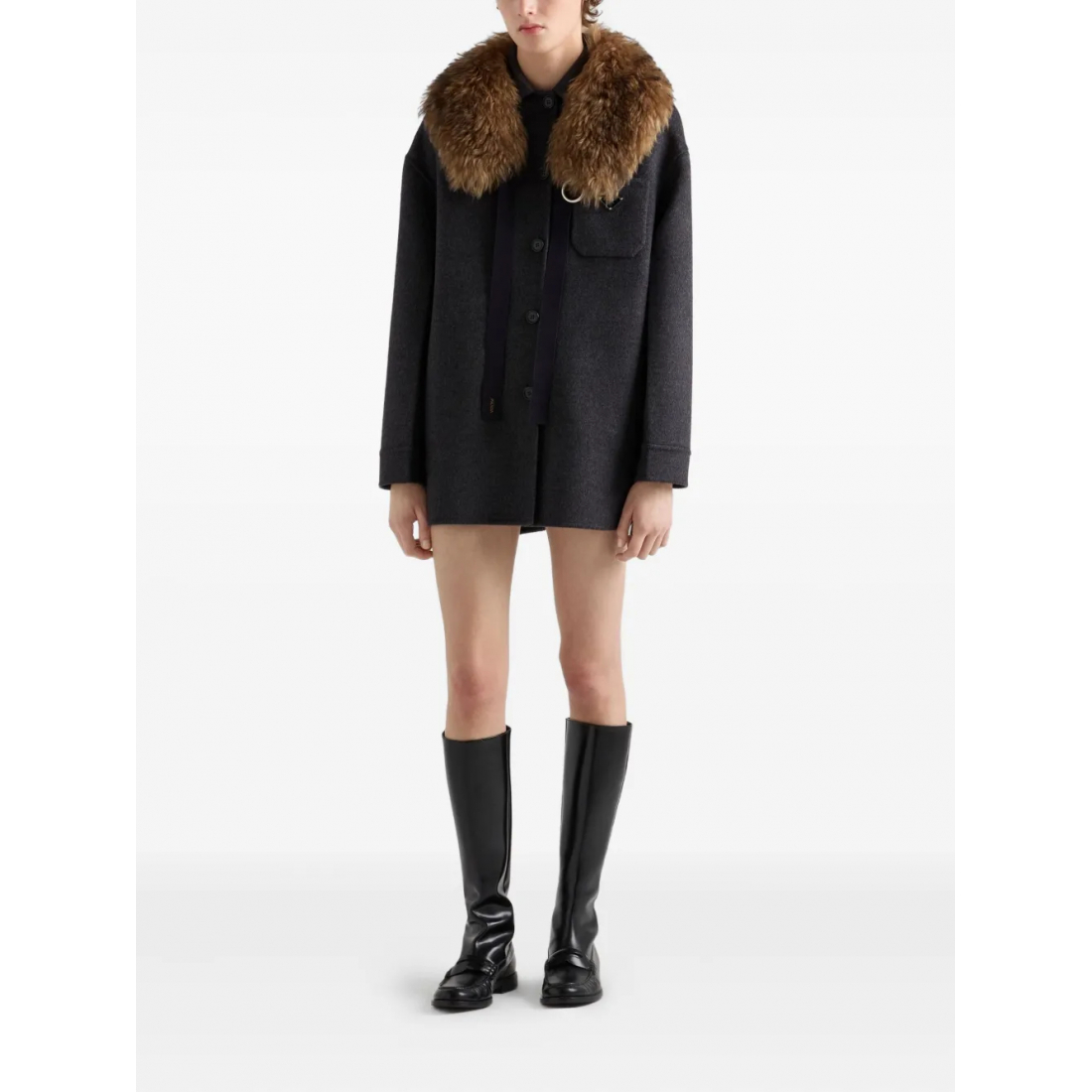 Manteau 'Contrast-Collar Buttoned' pour Femmes