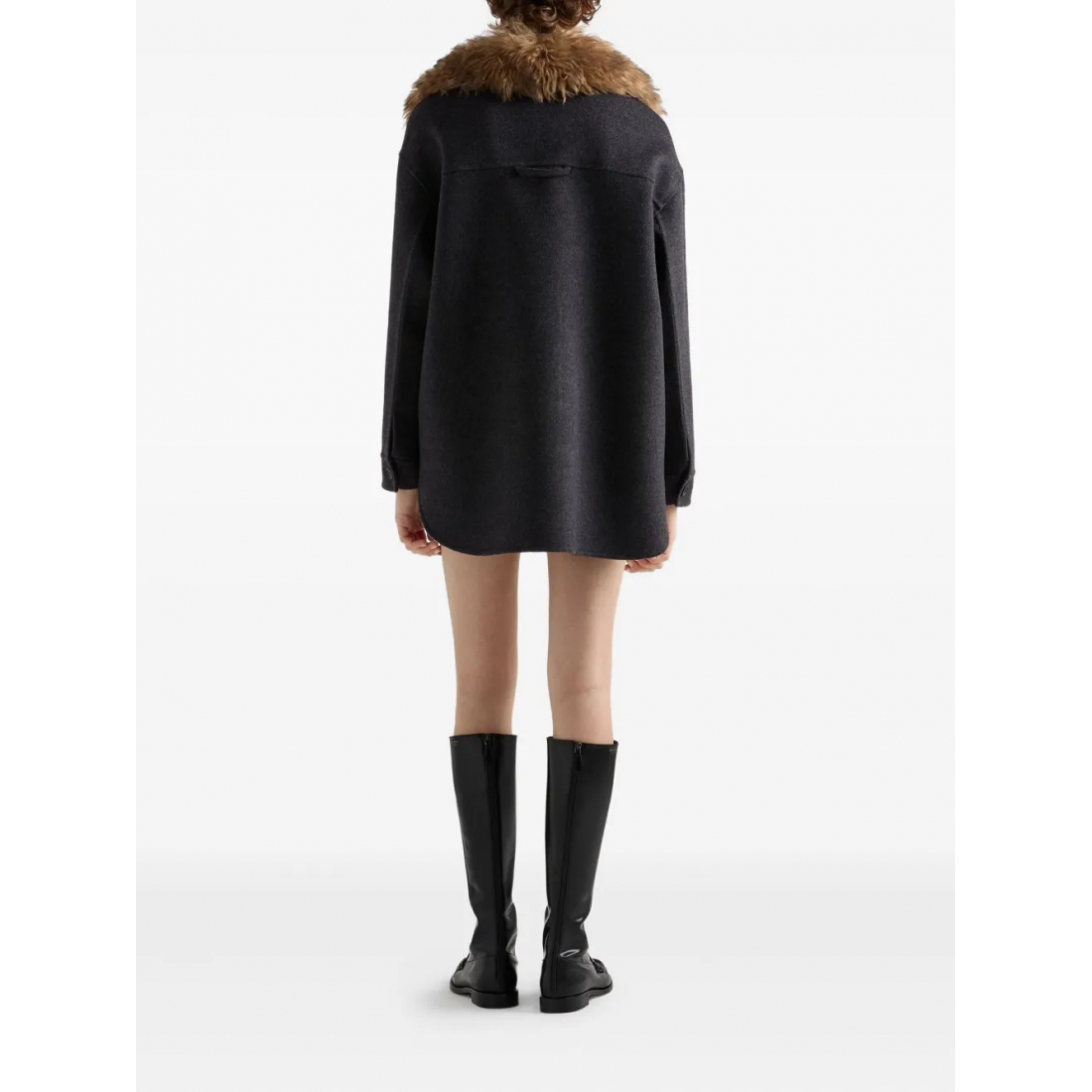 Manteau 'Contrast-Collar Buttoned' pour Femmes