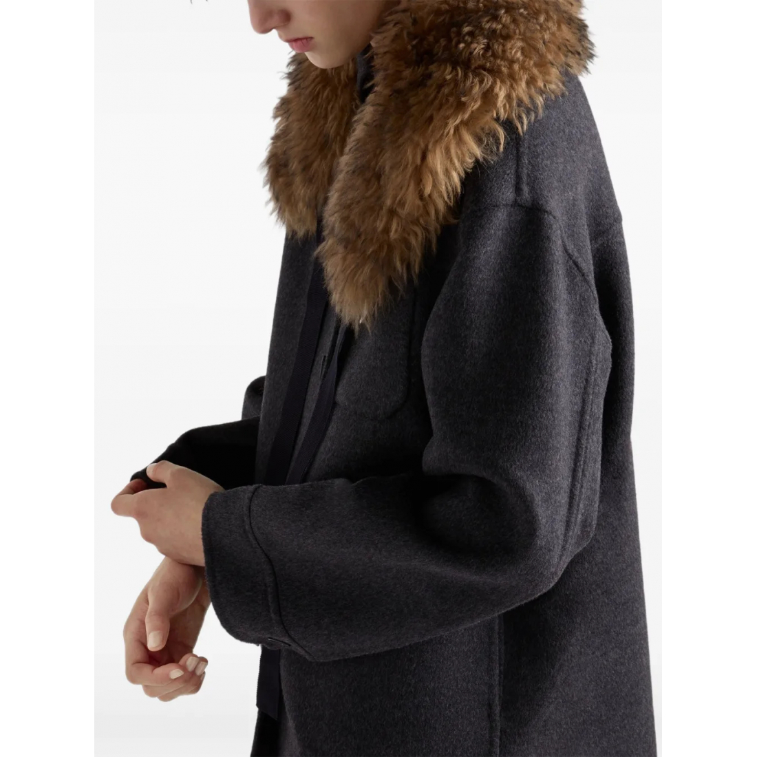 Manteau 'Contrast-Collar Buttoned' pour Femmes