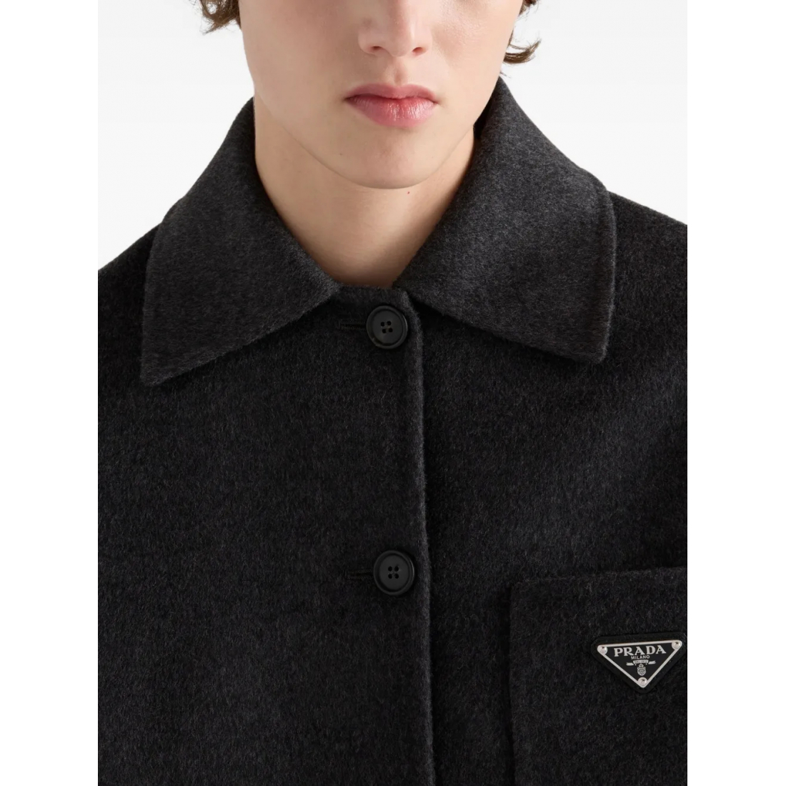 Manteau 'Contrast-Collar Buttoned' pour Femmes