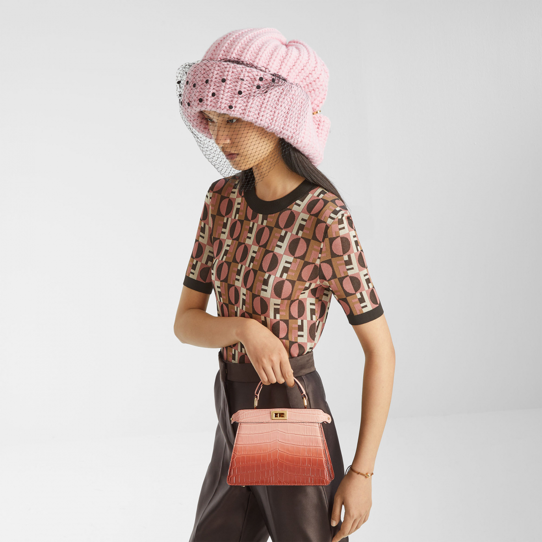 'Geometric Jacquard' T-Shirt für Damen