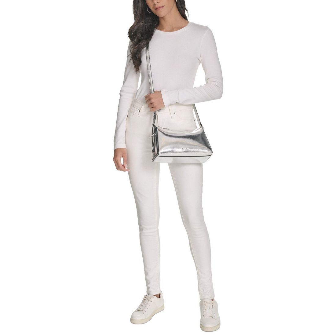 Women's 'Mandy Metallic Top Zipper' Crossbody Bag