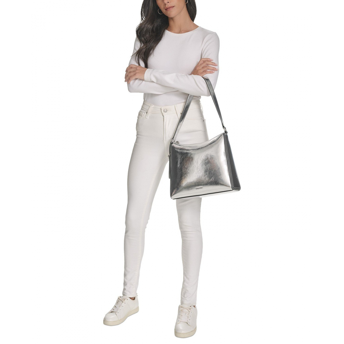 Women's 'Mandy Metallic Top Zipper' Shoulder Bag