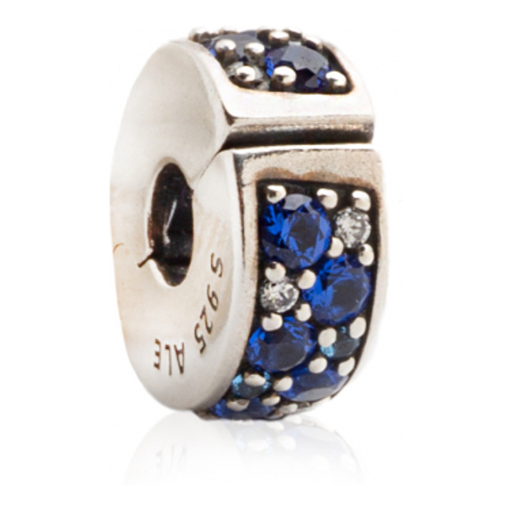 Women's 'Silver Clip With Swiss Blue Crystal, Clear Cubic Zirconia, Royal' Charm