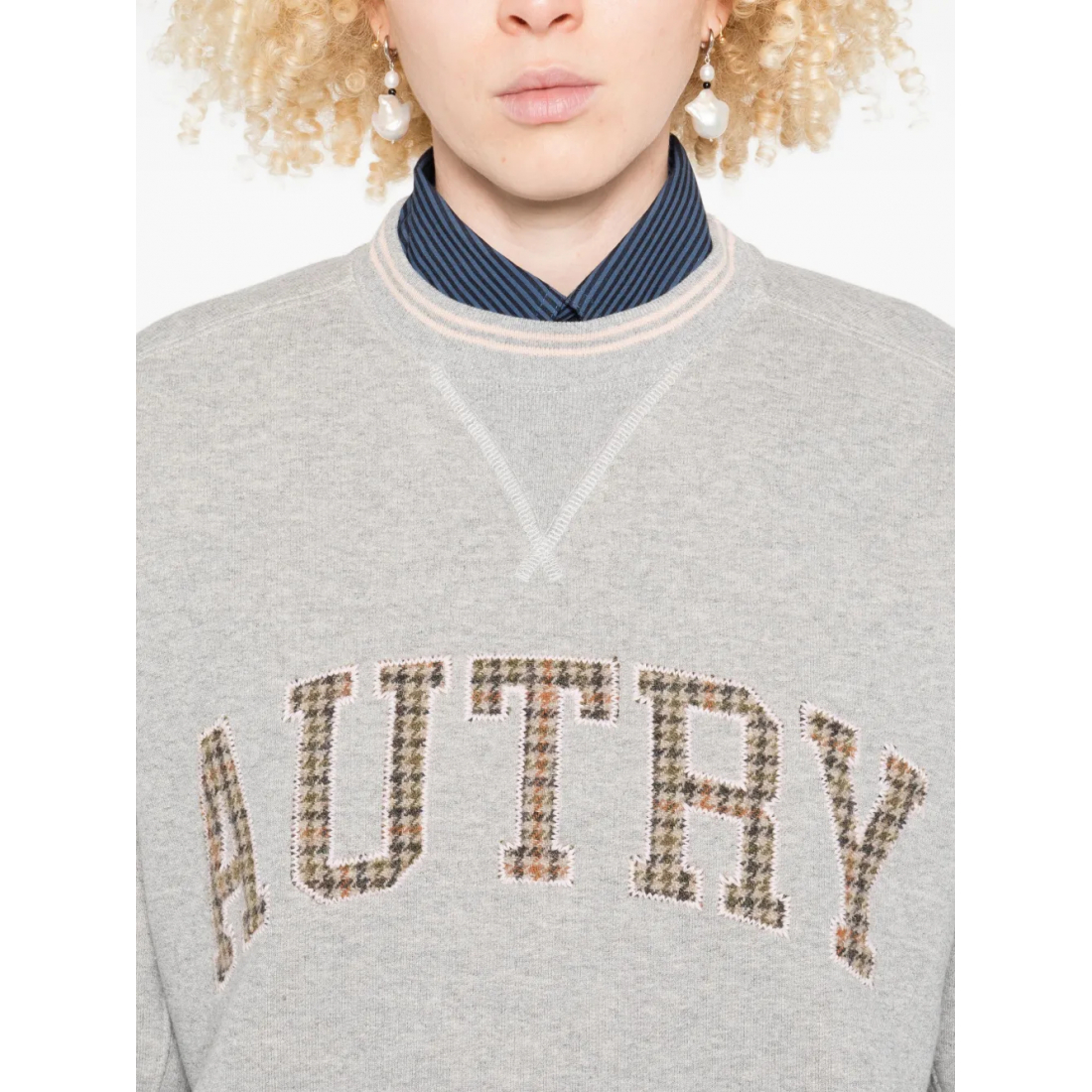 Sweatshirt 'Check-Pattern Embroidered' pour Femmes
