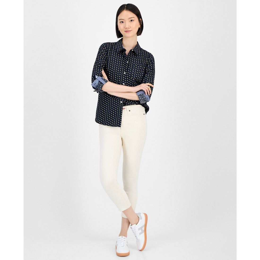 Chemise 'Cotton Foulard Button-Front' pour Femmes