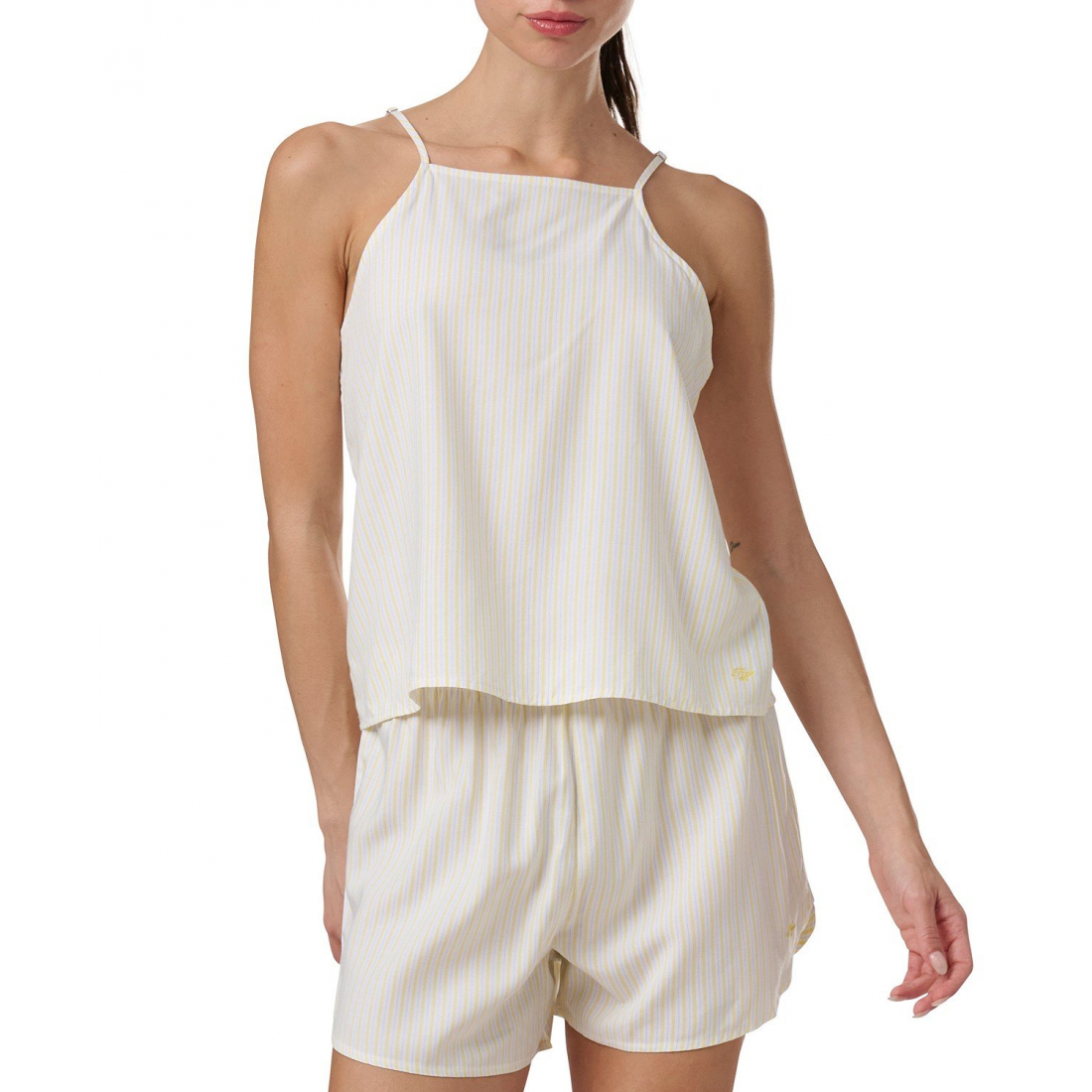 Pyjama Set 'Satin Logo Notch Collar' pour Femmes - 2 Pièces