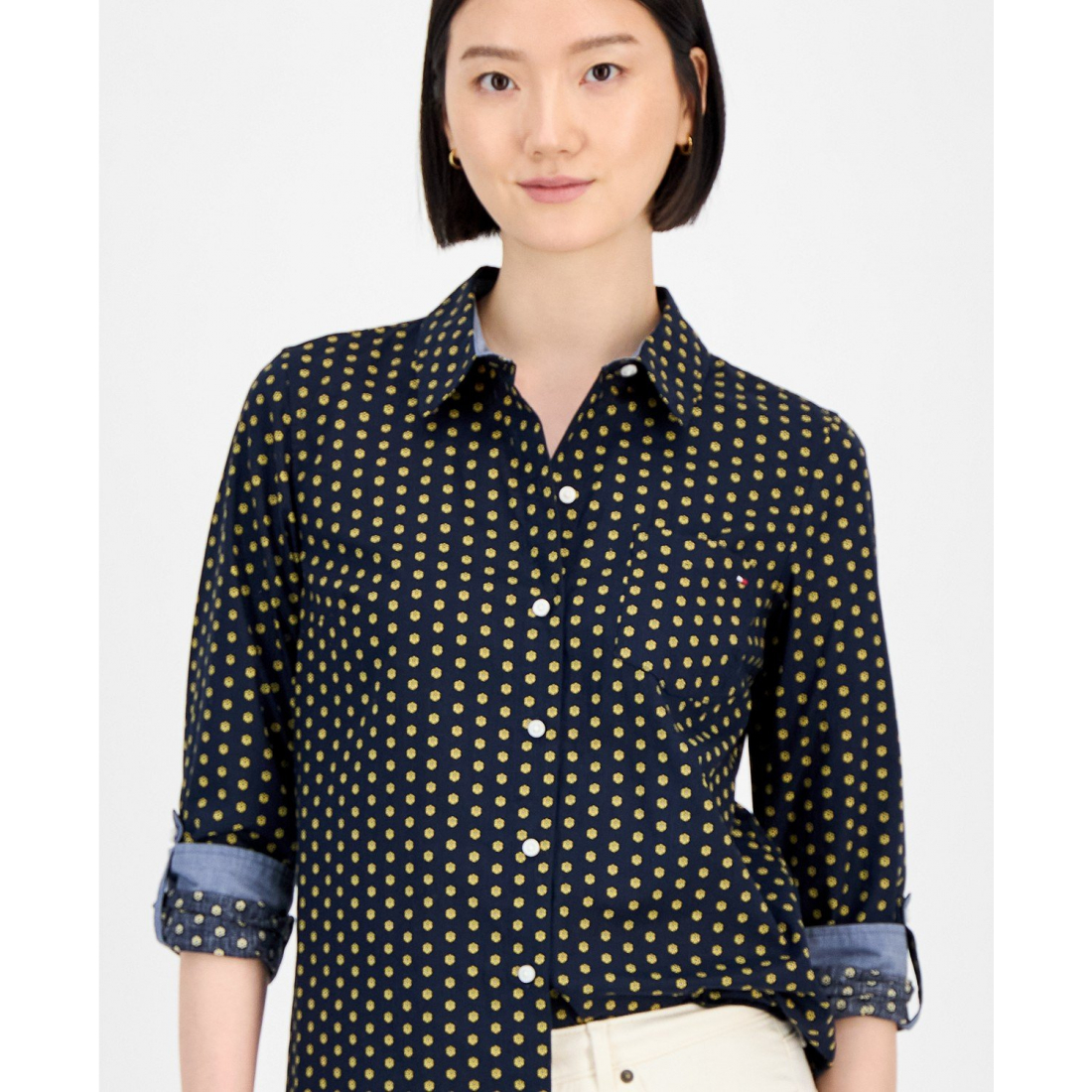 Chemise 'Cotton Foulard Button-Front' pour Femmes