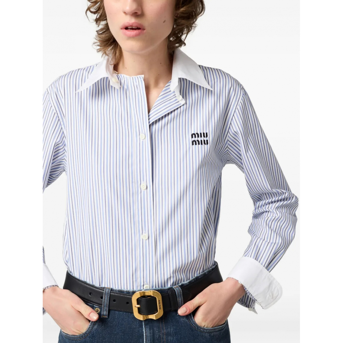 Chemise 'Striped Logo-Embroidered' pour Femmes