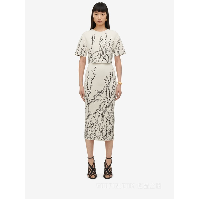 'Thorn Branches' Kurzarm Top für Damen