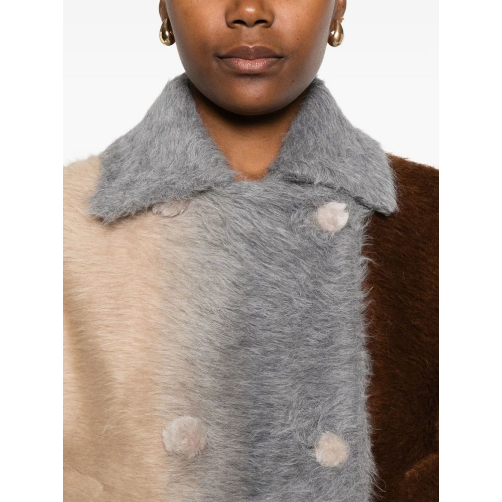 Women's 'Colour-Block Double-Breasted' Teddy Coat