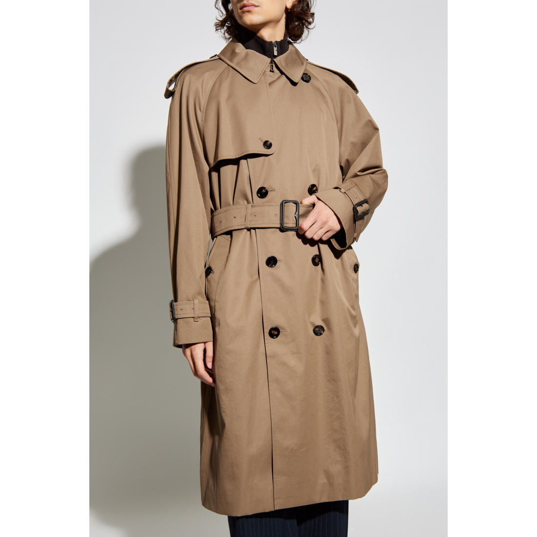 Men's 'Double-Breasted Belted' Double Breasted Trench Coat