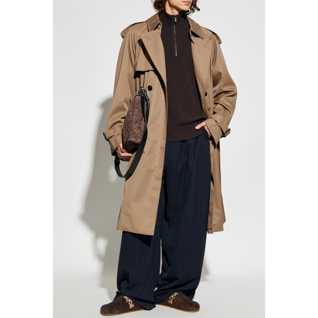 Men's 'Double-Breasted Belted' Double Breasted Trench Coat