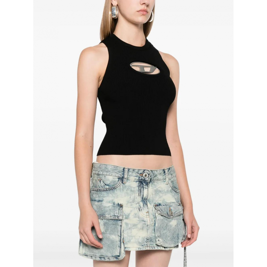 Haut sans manches 'Cut Out Logo Plaque' pour Femmes