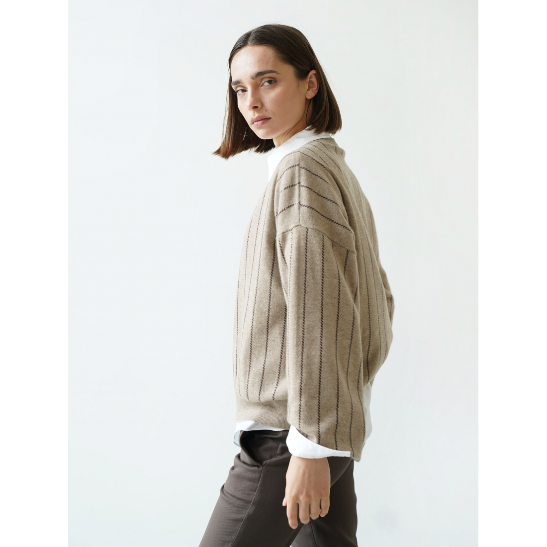 Pull en cachemire 'Sequin-Striped' pour Femmes