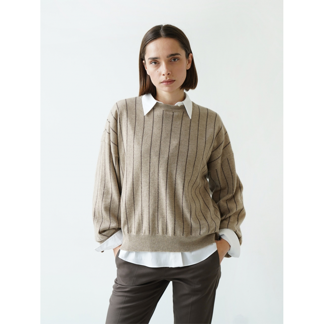 Pull en cachemire 'Sequin-Striped' pour Femmes