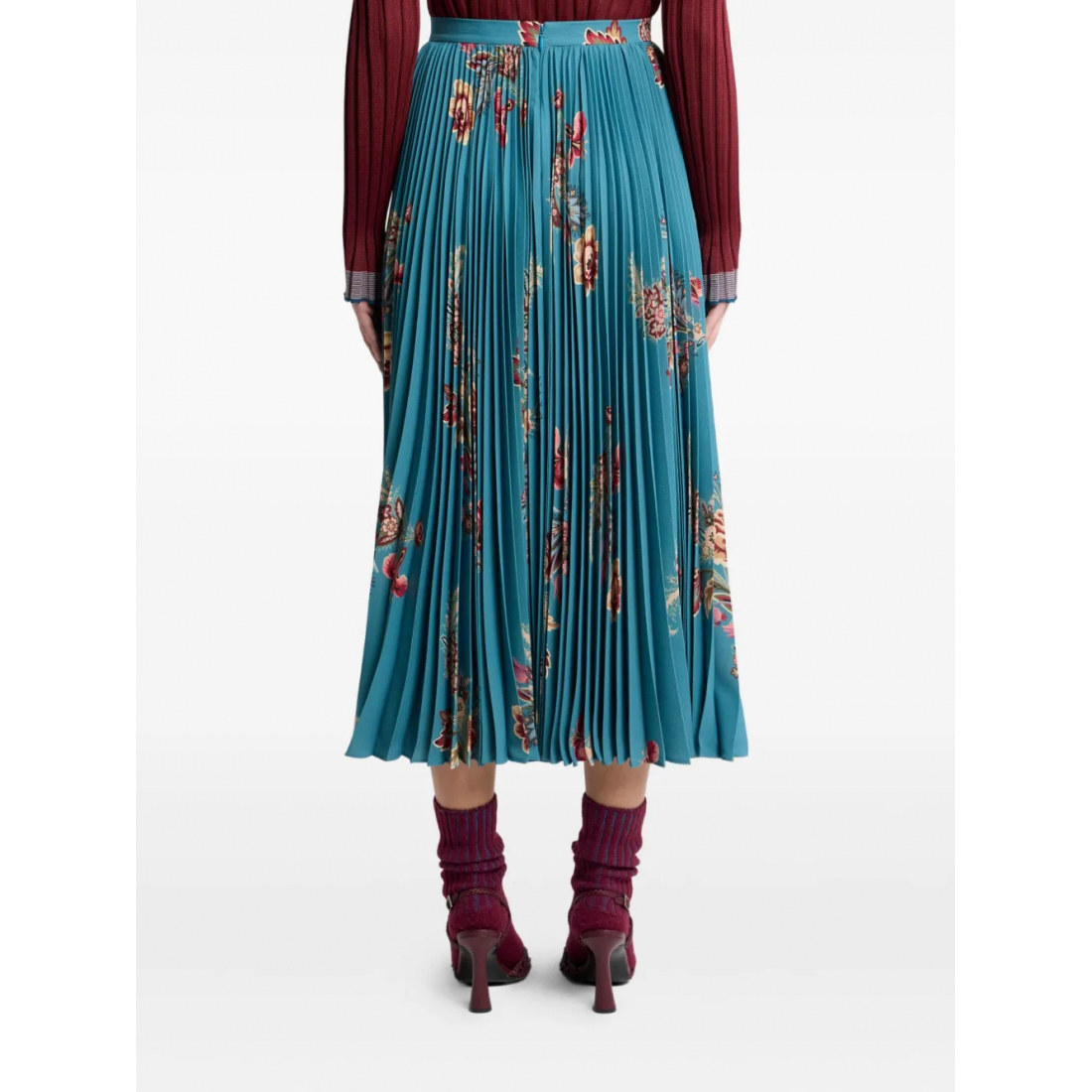 Jupe Midi 'Pleated Floral-Print' pour Femmes