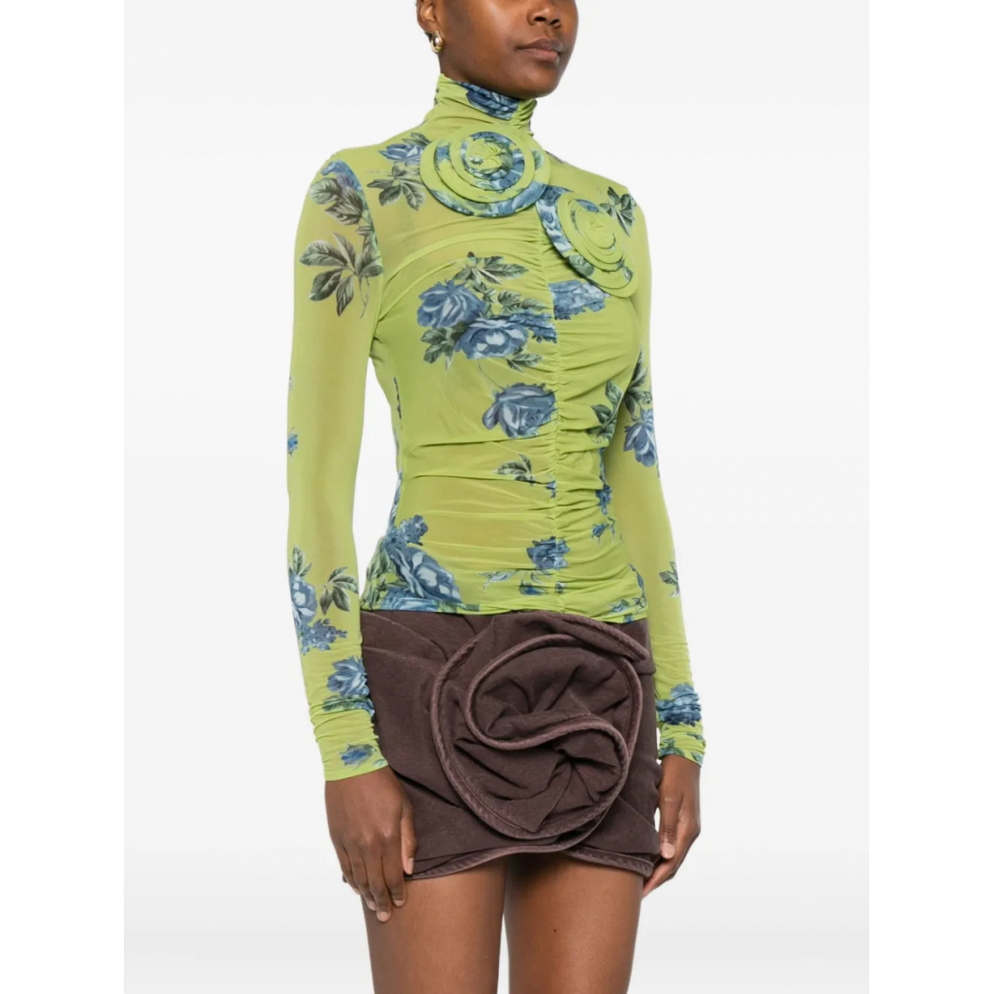 Top à manches longues 'Floral-Print Gathered' pour Femmes