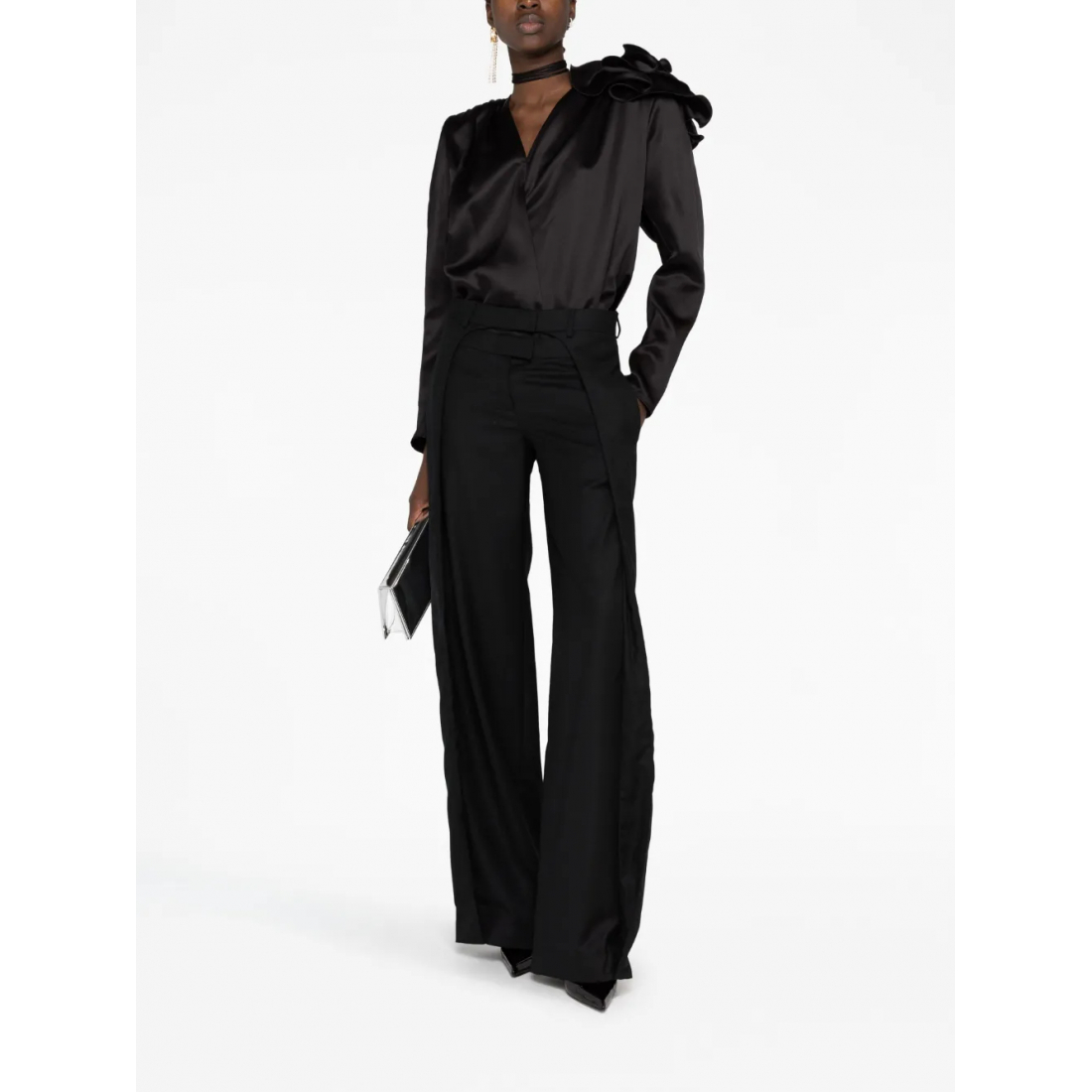 Blouse à manches longues 'Detachable Floral-Appliqué' pour Femmes