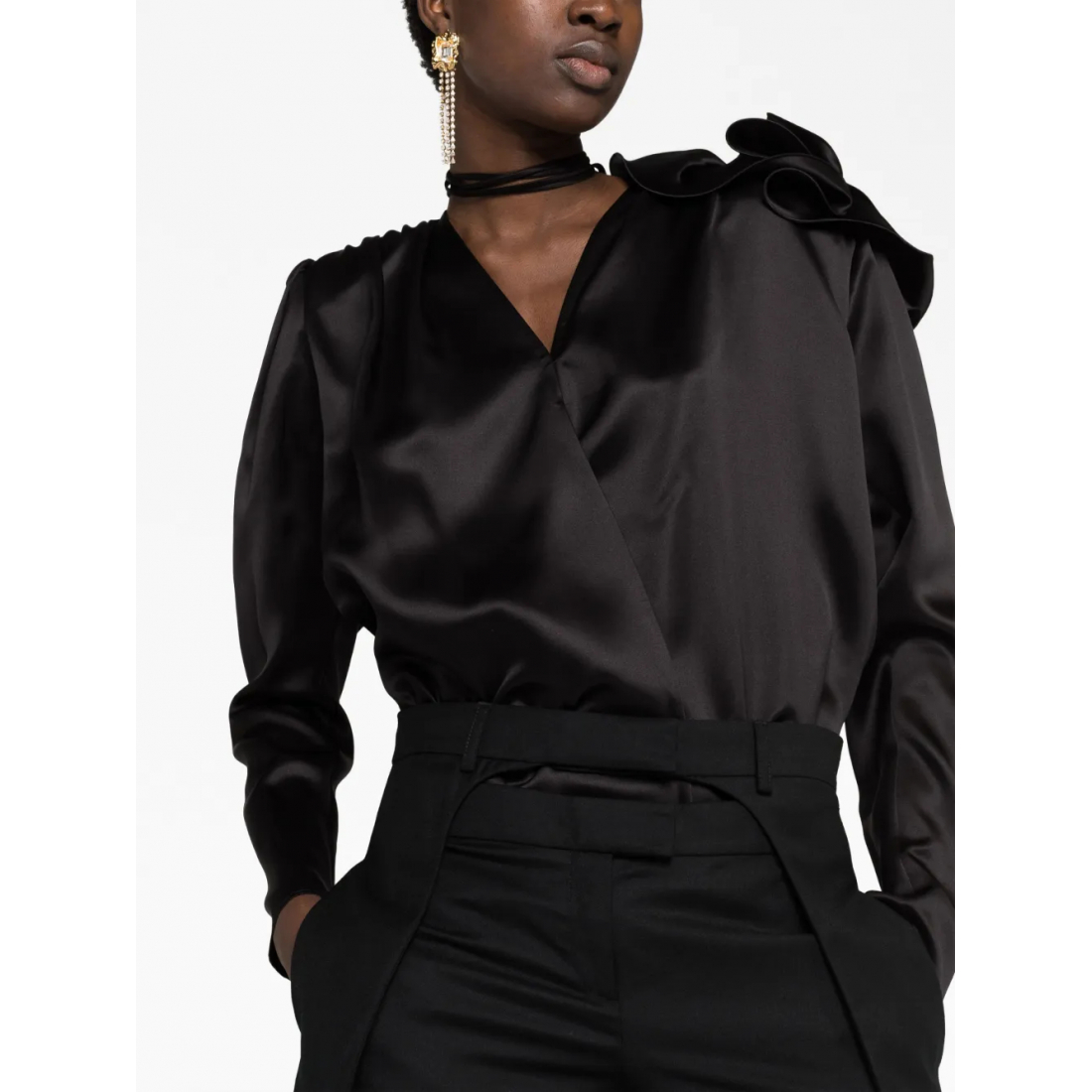 Blouse à manches longues 'Detachable Floral-Appliqué' pour Femmes