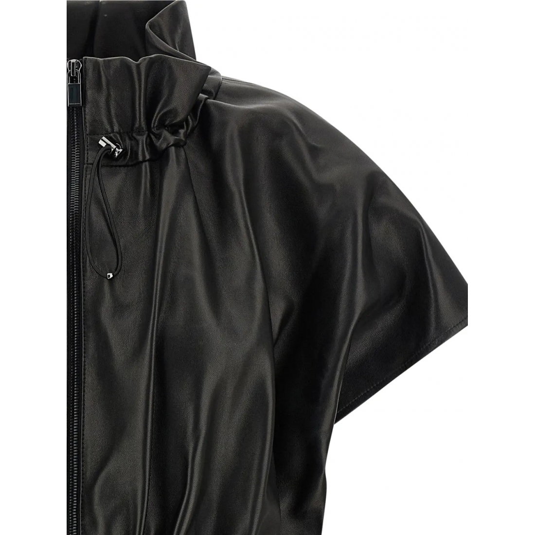 Veste en cuir 'Ruffled High-Neck' pour Femmes