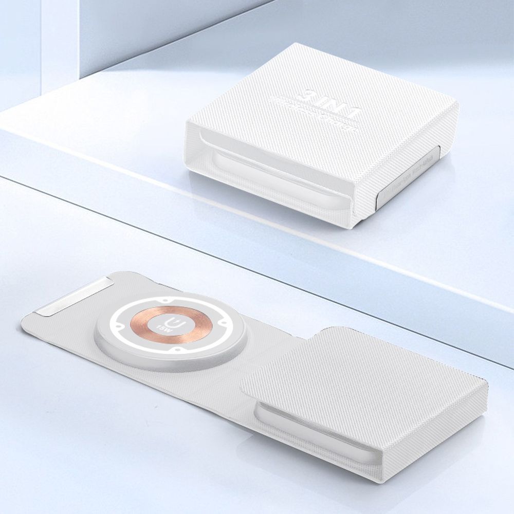 Chargeur sans fil 3 en 1 format Wallet - Blanc