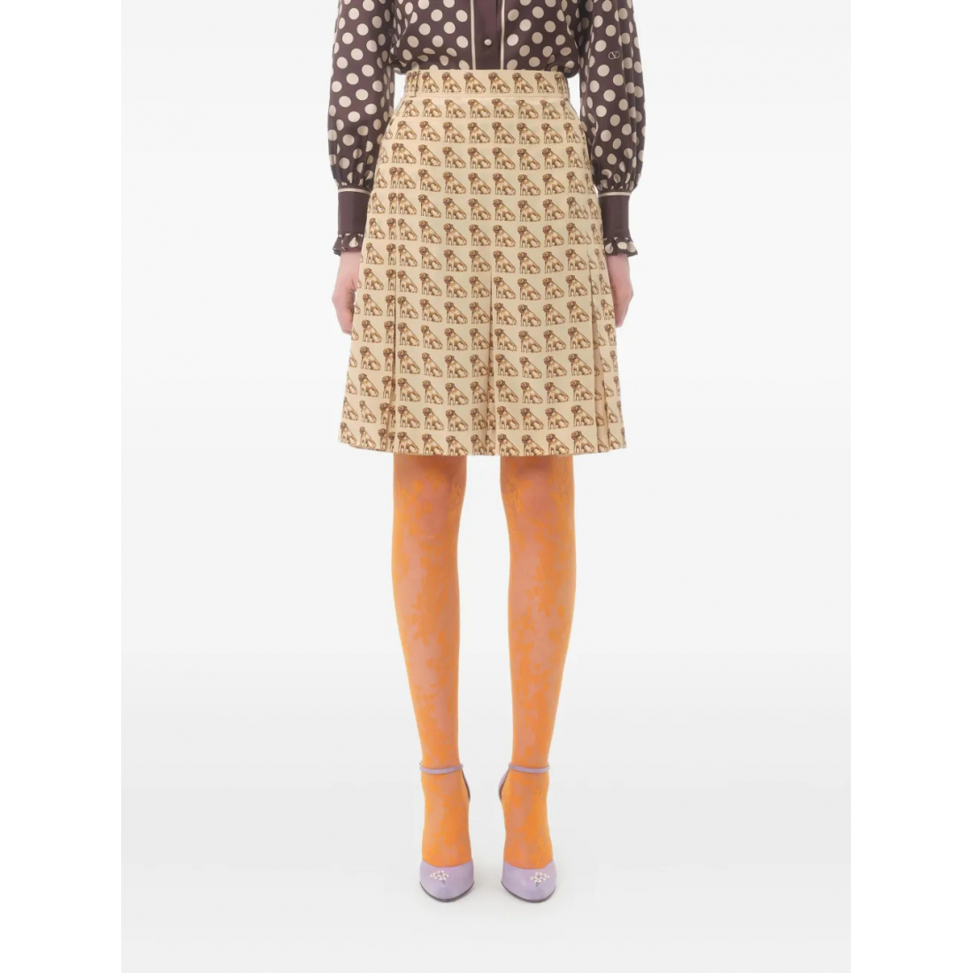 Women's 'Pleated Dog-Print' Mini Skirt