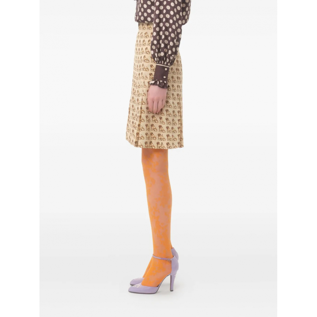 Women's 'Pleated Dog-Print' Mini Skirt