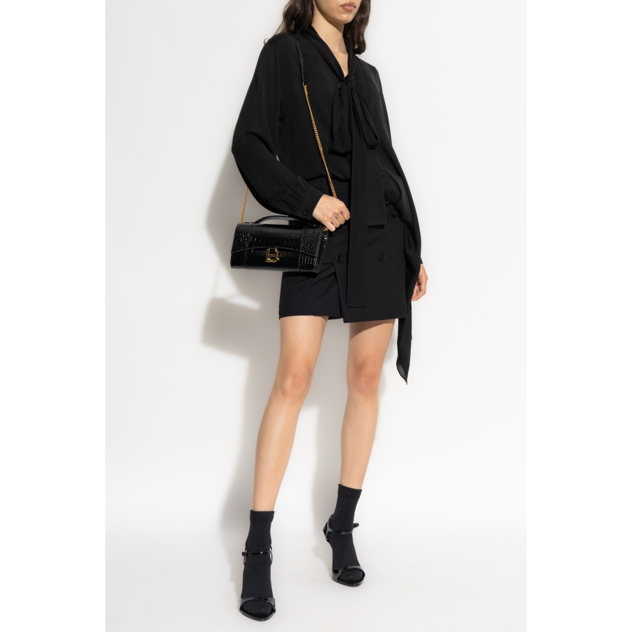 'Asymmetric Neck-Tie' Langärmelige Bluse für Damen