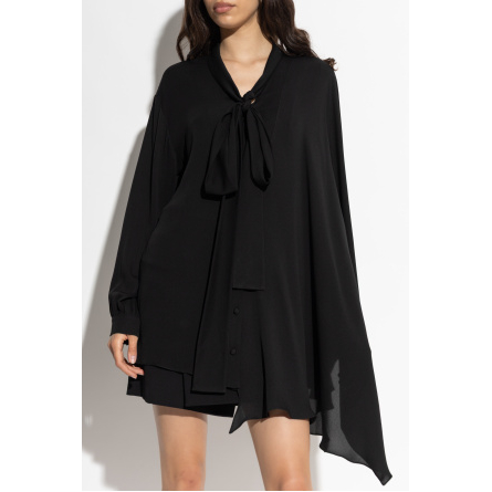 'Asymmetric Neck-Tie' Langärmelige Bluse für Damen