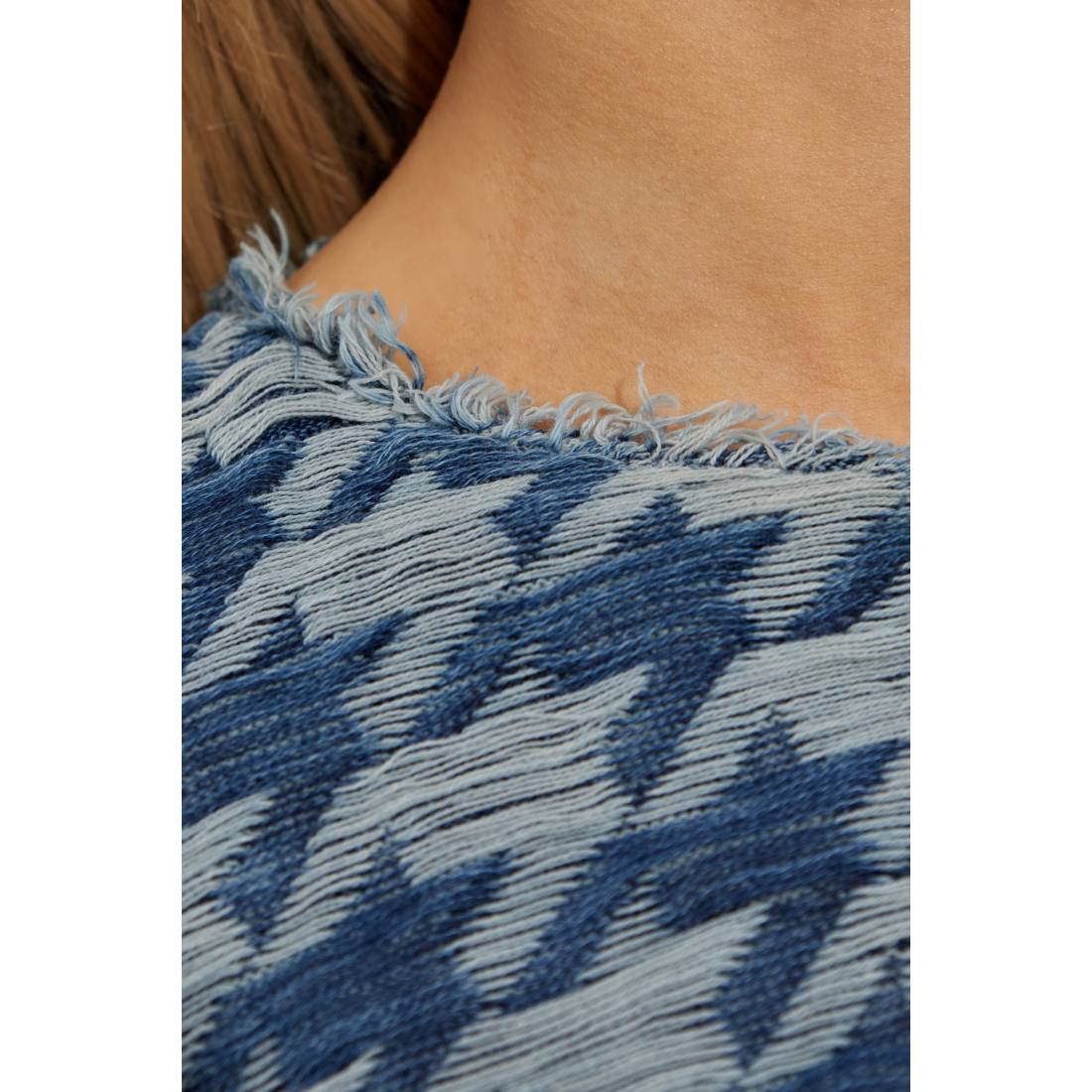 Robe à manches longues 'Frayed-Houndstooth' pour Femmes