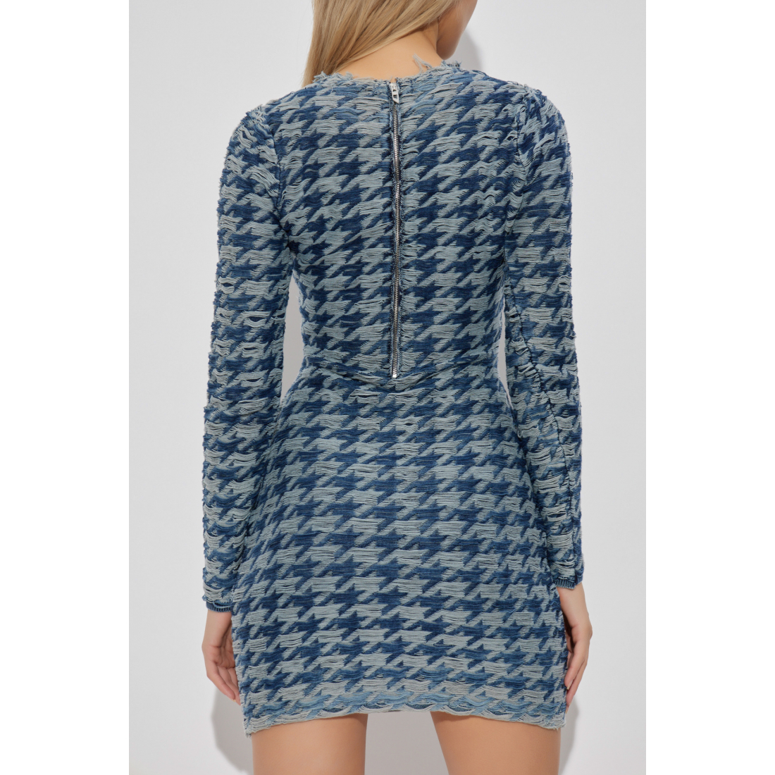 Robe à manches longues 'Frayed-Houndstooth' pour Femmes
