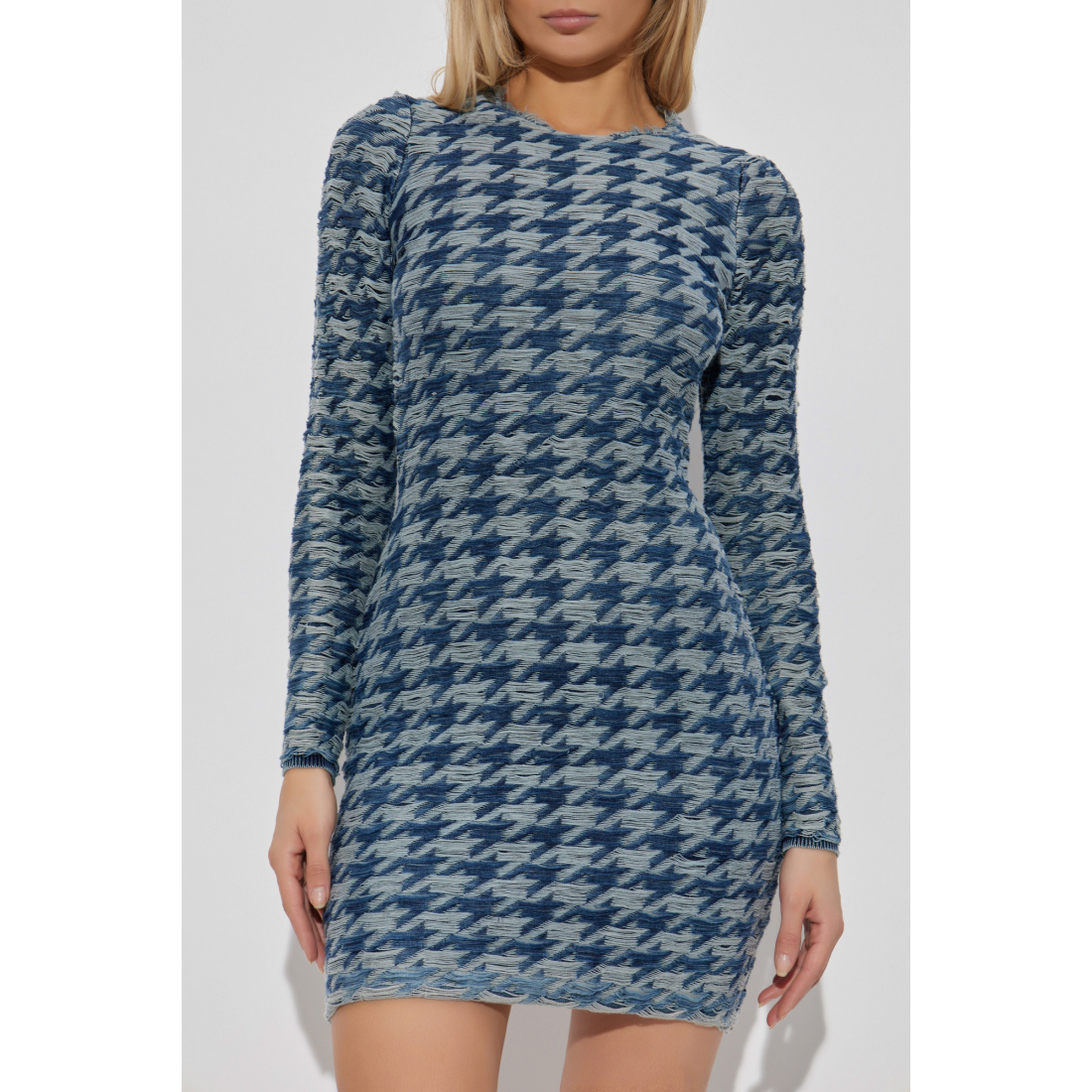 Robe à manches longues 'Frayed-Houndstooth' pour Femmes