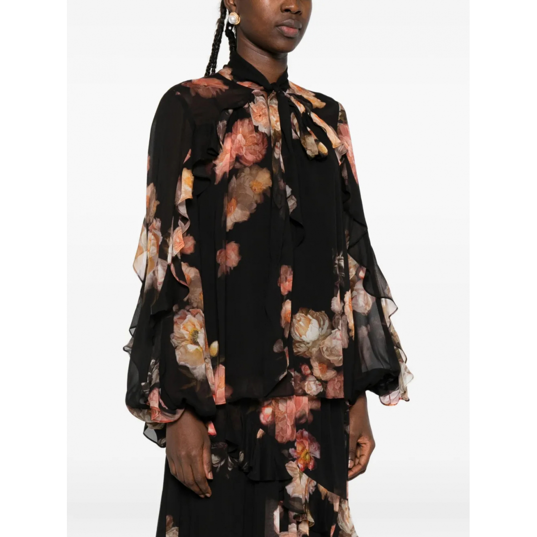 Blouse à manches longues 'Ruffled Floral-Print' pour Femmes