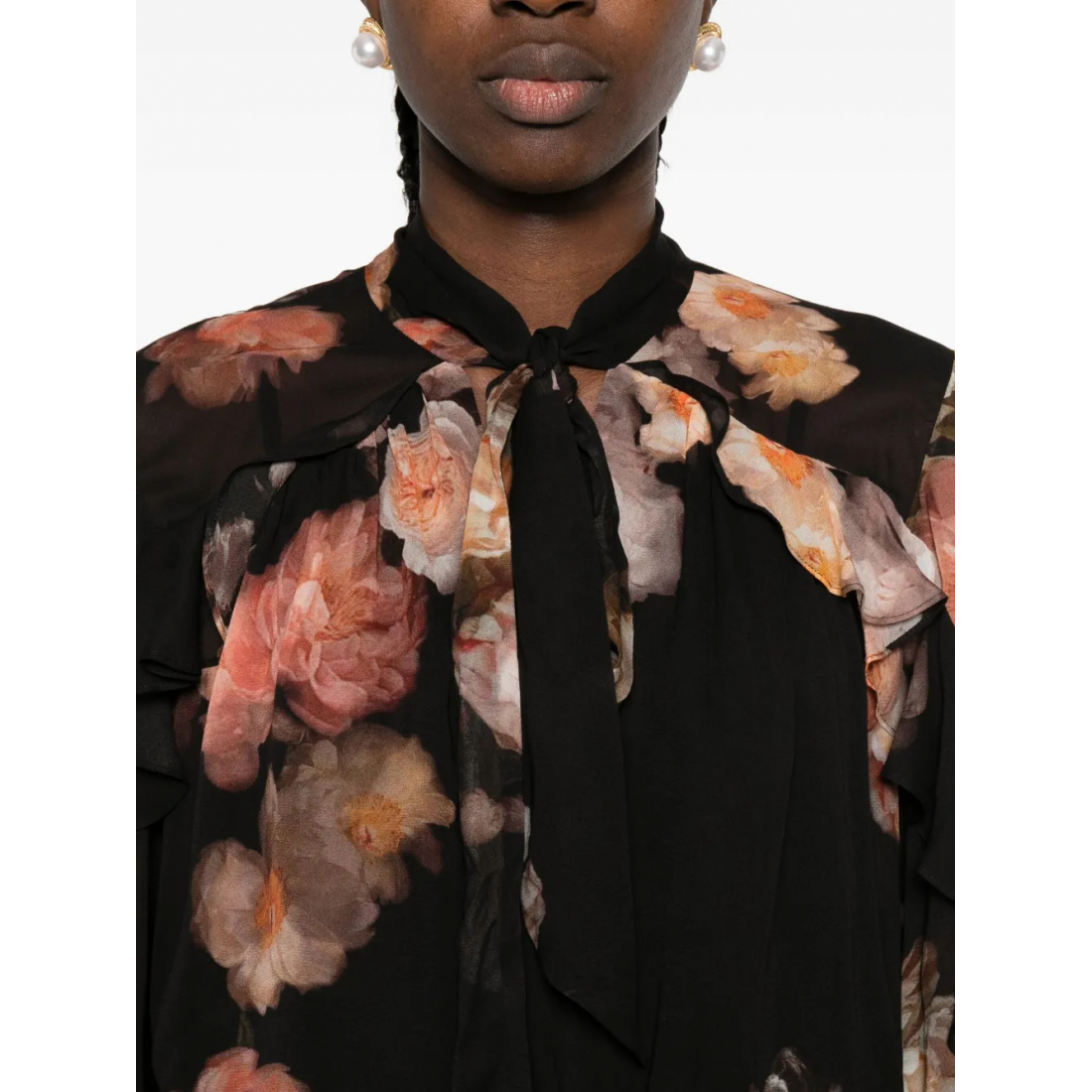 Blouse à manches longues 'Ruffled Floral-Print' pour Femmes