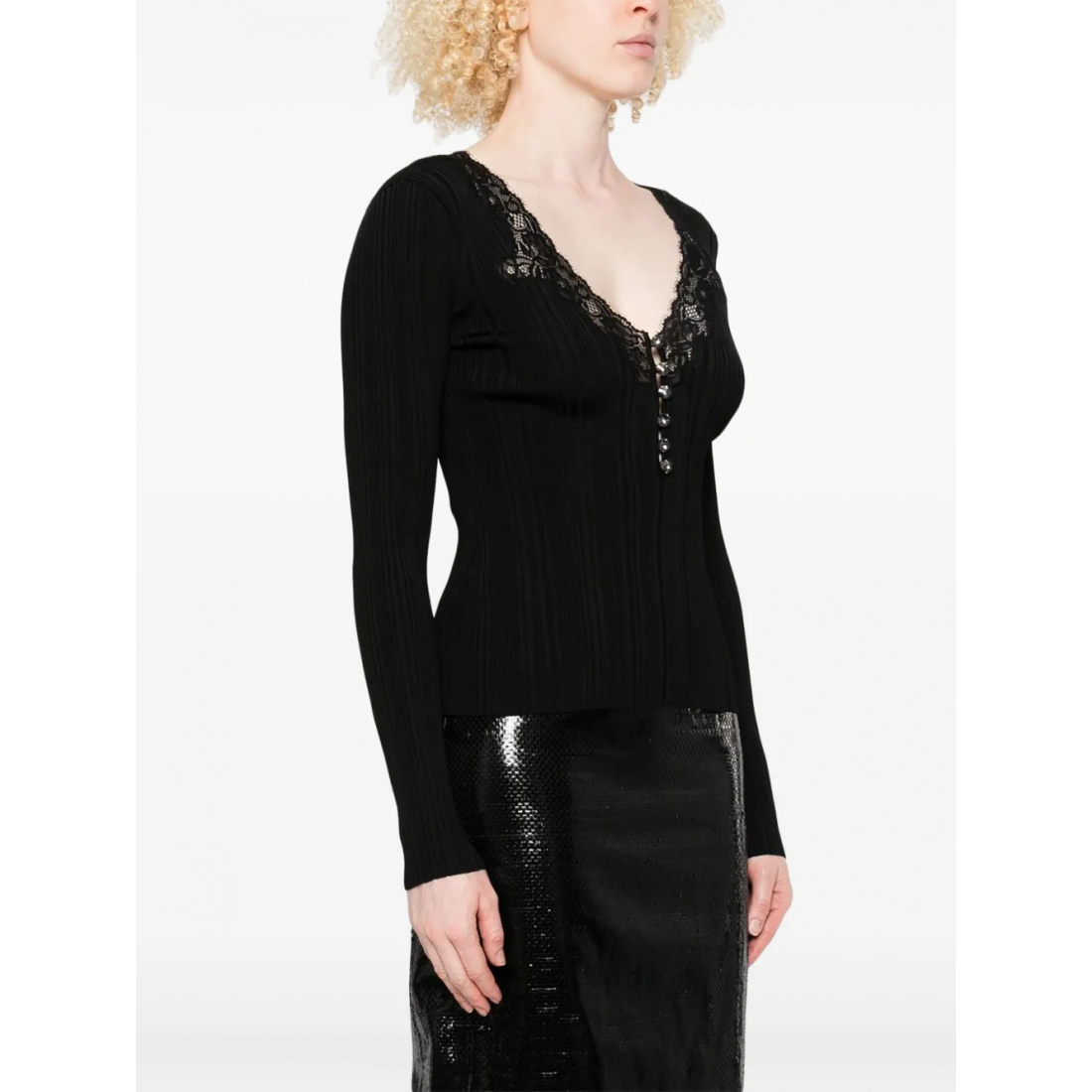 Women's 'Lace-Trimmed Ribbed' Long Sleeve top