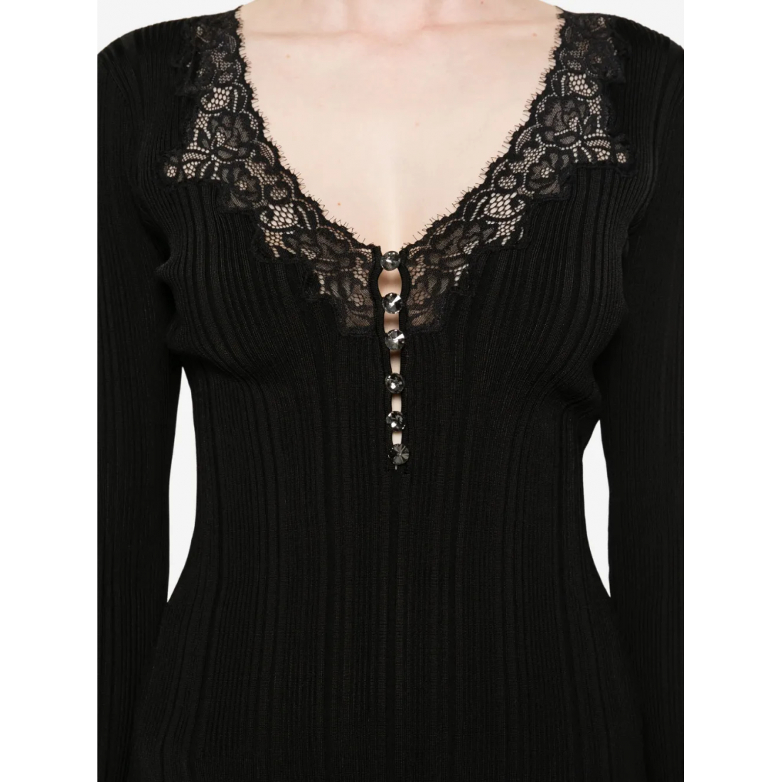 Women's 'Lace-Trimmed Ribbed' Long Sleeve top