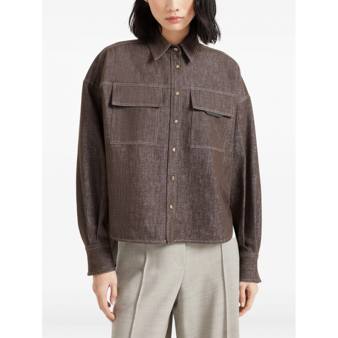 Chemise 'Shiny Flap Detail' pour Femmes