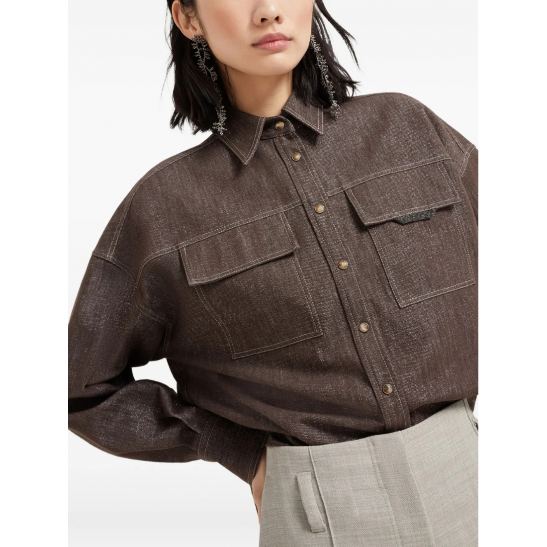 Chemise 'Shiny Flap Detail' pour Femmes